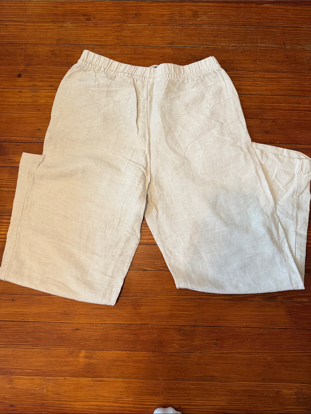 H&M Women's Linen Drawstring Pants in Light Cream - Picture 3 of 3